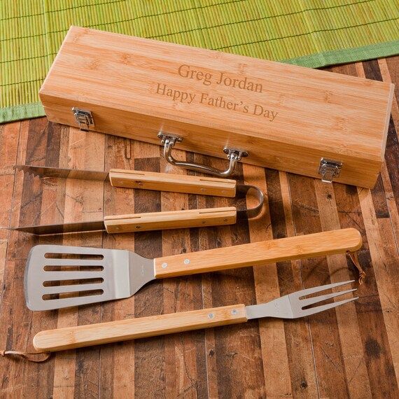 Personalized BBQ Grilling Set with Bamboo Case -  Personalized Grilling Tools - Grilling Set - Gi... | Etsy (US)