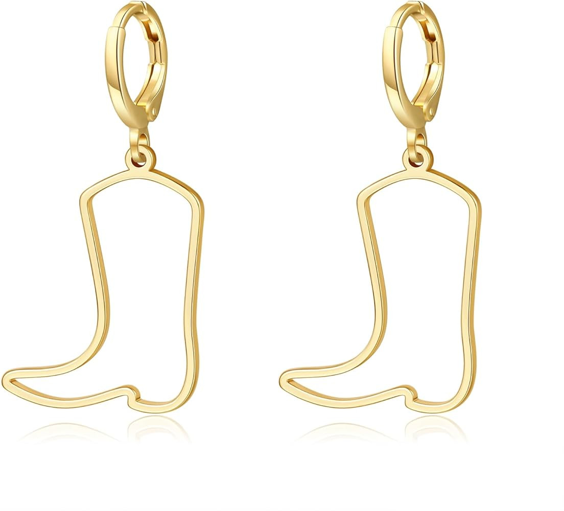 Cowgirl Earrings Dangle Cowboy Boot Earrings Coastal Cowgirl Earrings Rodeo Dangling Drop Gold We... | Amazon (US)
