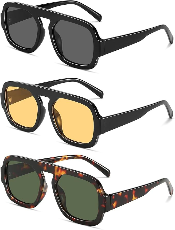 MASDUN Trendy Aviator Sunglasses for Women Flat Top Designer Stylish Classic Square Frame Sun Gla... | Amazon (US)