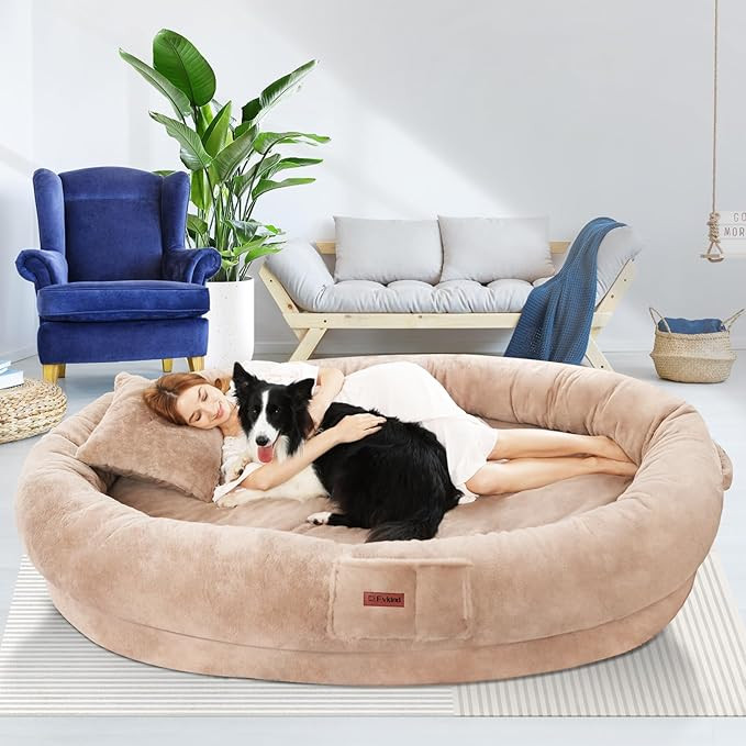 Human Dog Bed for Adults, 73"x56"x12" Washable Orthopedic Size, Faux Fur Removable, Cozy Large Pr... | Amazon (US)