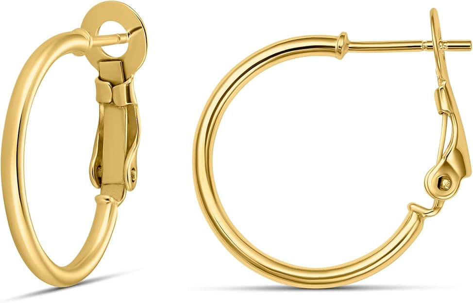 Amazon Essentials Sterling Silver or Gold plated Lightweight Paddle Back Hoop Earrings | Amazon (US)