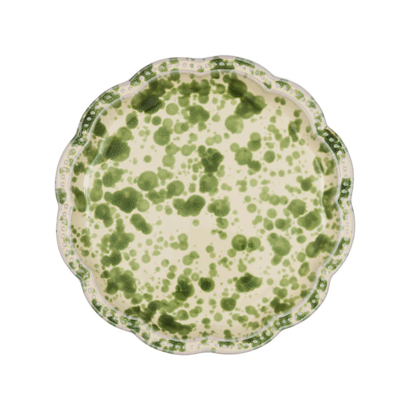 Speckled Dessert Plate in Green and White | Over The Moon Gift