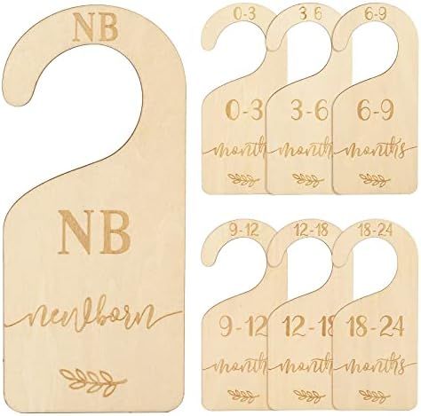 Whaline 7pcs Baby Closet Size Dividers Hanging Wooden Baby Closet Organizer from Newborn to 24 Mo... | Amazon (US)