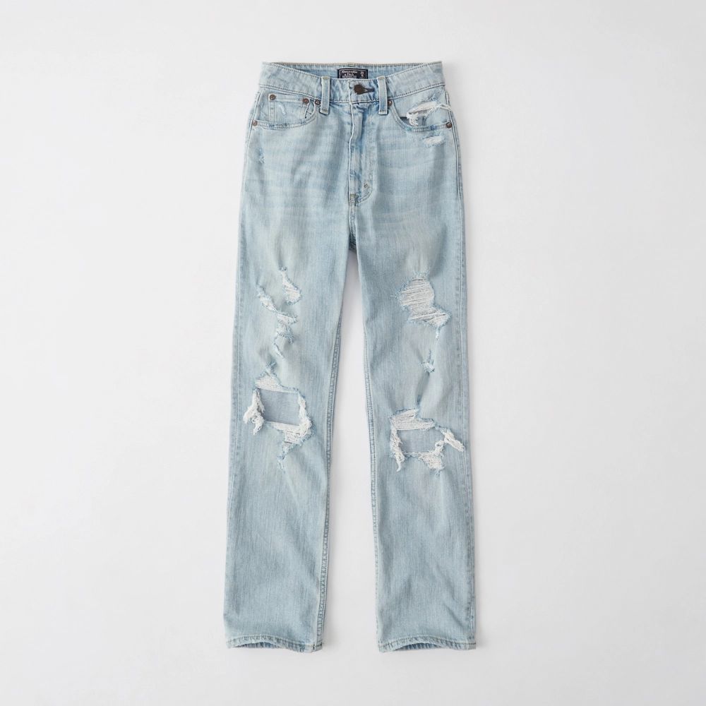 Womens High-Rise Ankle Straight Jeans | Abercrombie & Fitch US & UK
