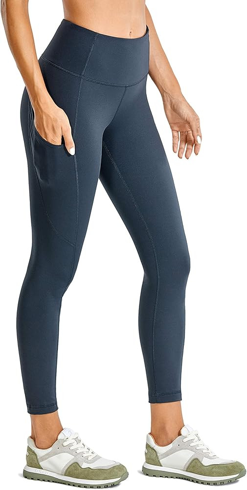 CRZ YOGA Women's Matte Brushed Light Fleece Leggings High Waisted Squat Proof Workout 7/8 Yoga Pa... | Amazon (US)
