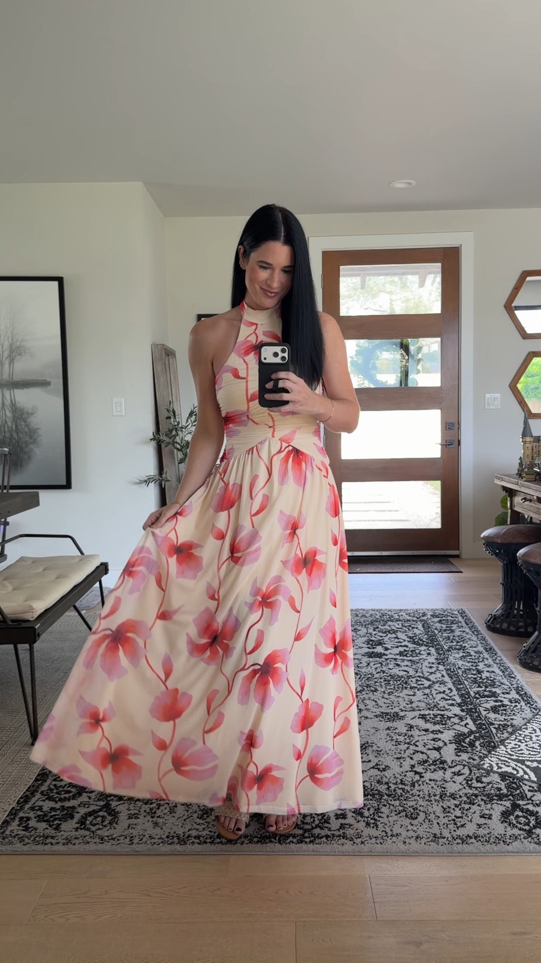 How beautiful is this maxi dress from Petal & Pup?! I’m in the size small and the quality is absolutely amazing. So well made! It has a tie neck and zipper.
