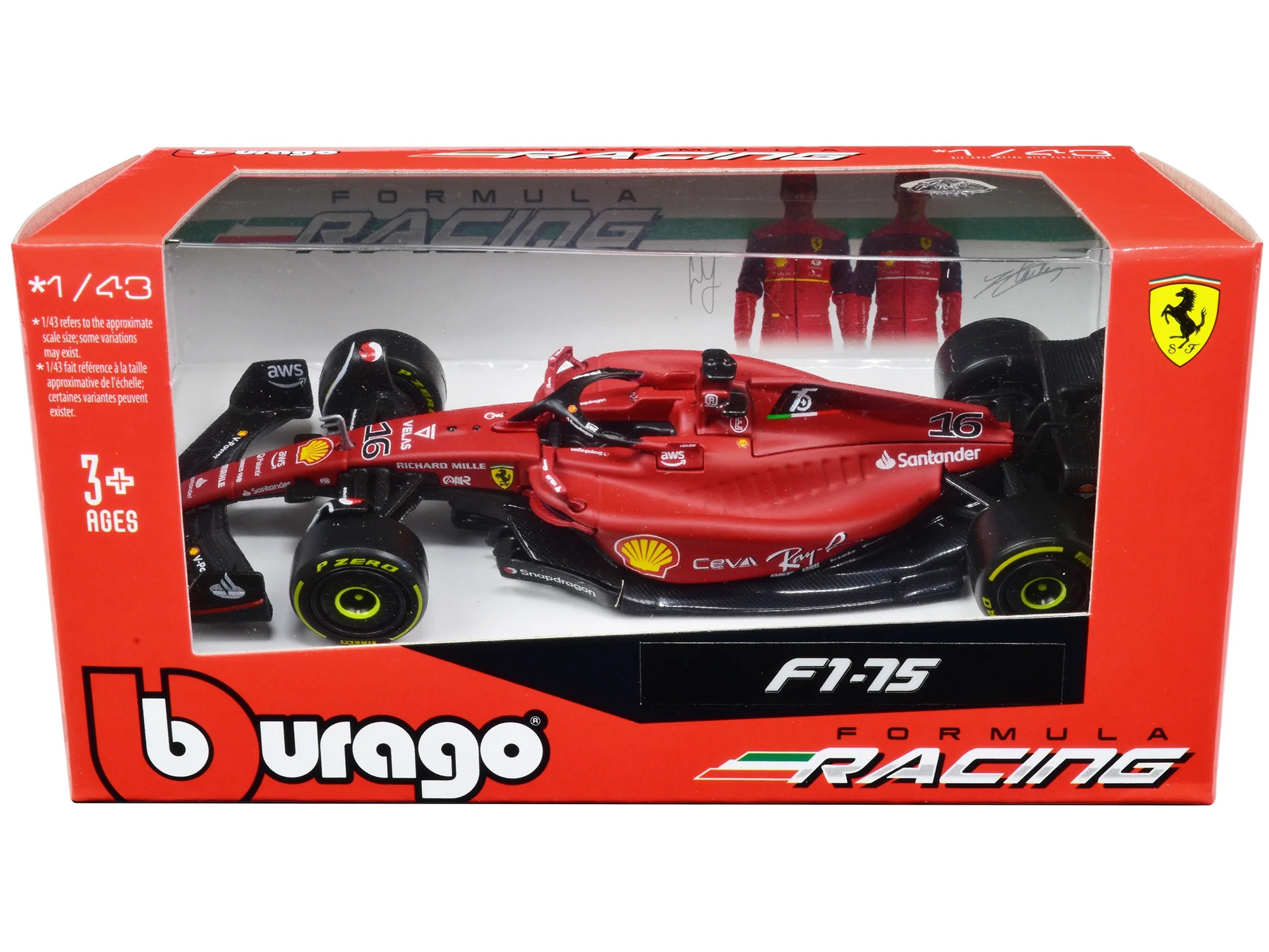 Ferrari F1-75 #16 "Ferrari Racing" F1 World Championship (2022) "Formula Racing" Series 1/43 Diec... | Walmart (US)