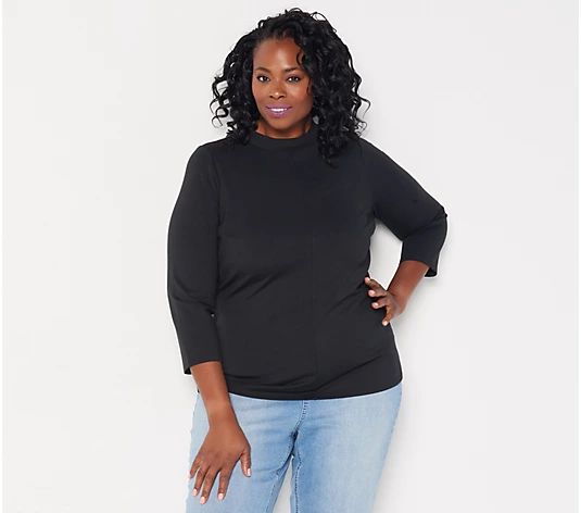 Girl With Curves Mock Neck Knit Top | QVC