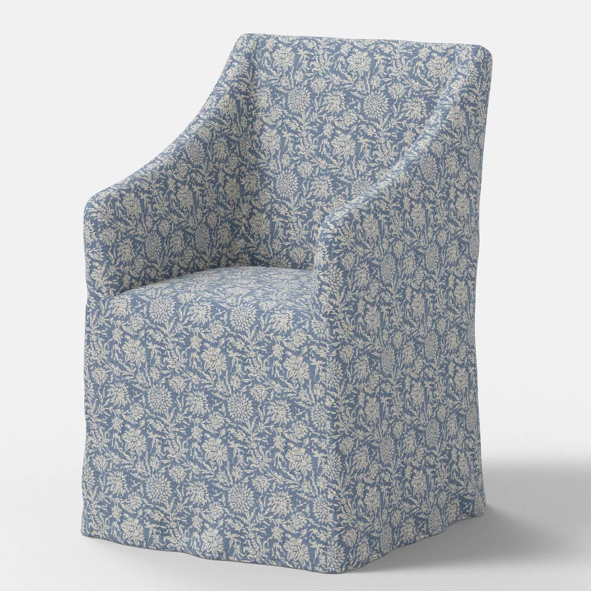 Sloped Arm Slipcovered Dining Chair Reese Floral Blue - Threshold™ | Target