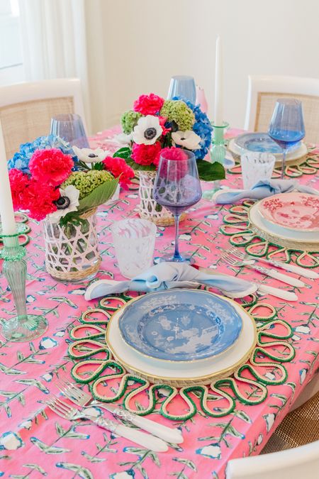 Hot pink tulip tablecloth- tablescape- summer tablescape 

#LTKhome