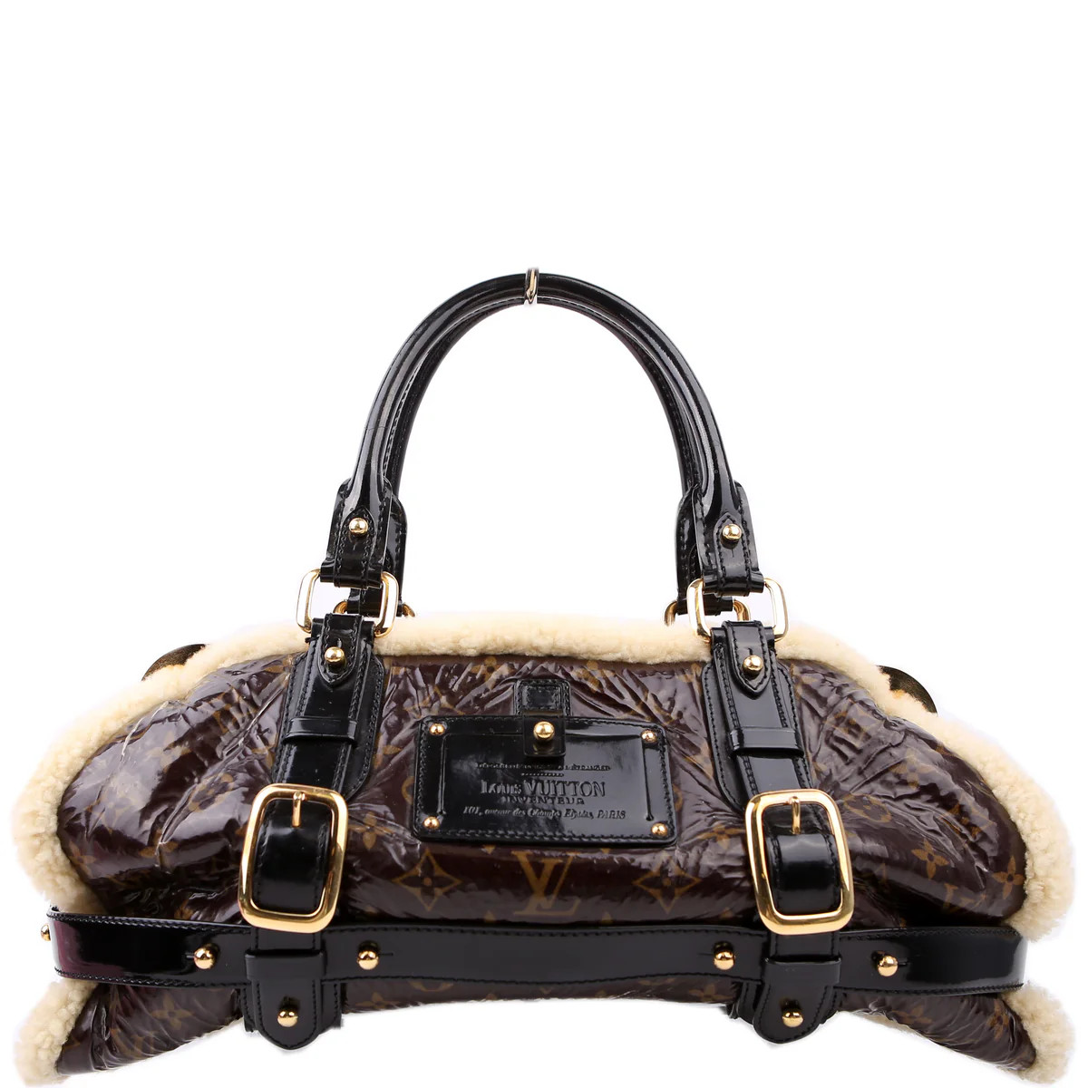 Shearling Thunder Bag Monogram Black | Keeks Designer Handbags