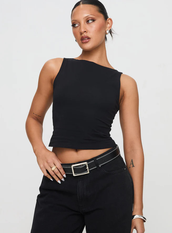 Bleeker High Neck Top Black | Princess Polly US