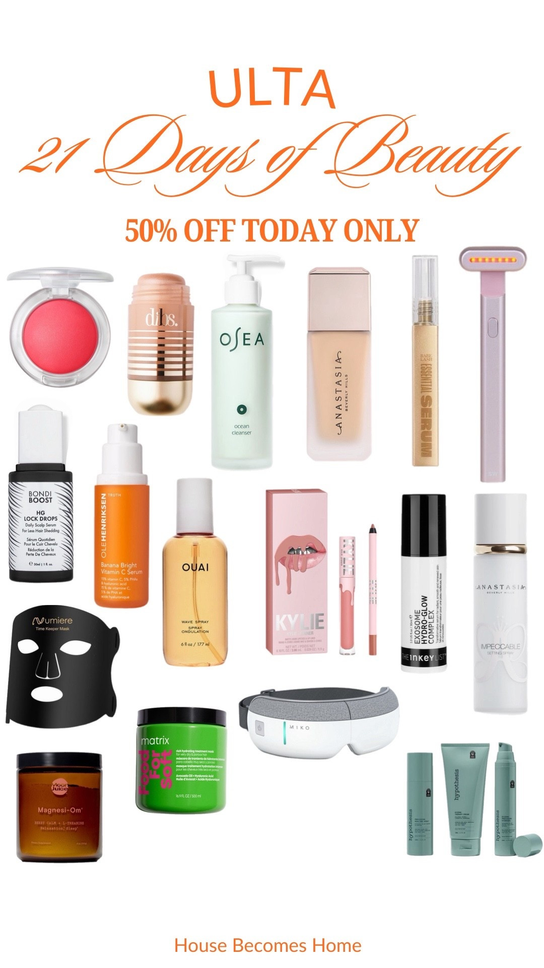 Ulta: 21 Days of Beauty! 50% off today only!





#LTKOver40 #LTKBeauty #LTKSaleAlert