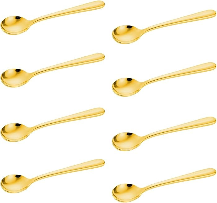 Small Spoons for Spice Jars 8 PCS 3.5 Inch Mini Spoons Gold Stainless Steel Sugar Spoons for Spic... | Amazon (US)