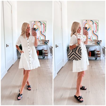 Easiest shirt dress for summer! The bag is a fave, too. 

I’m wearing a small in ‘beige white’ 

#LTKFindsUnder50 #LTKOver40