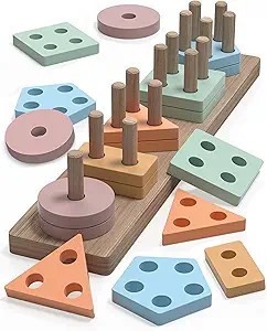 Montessori Toys for 1 2 Year Old Girl and Boy Birthday Gifts, Shape Sorter Wooden Toys for Toddle... | Amazon (US)