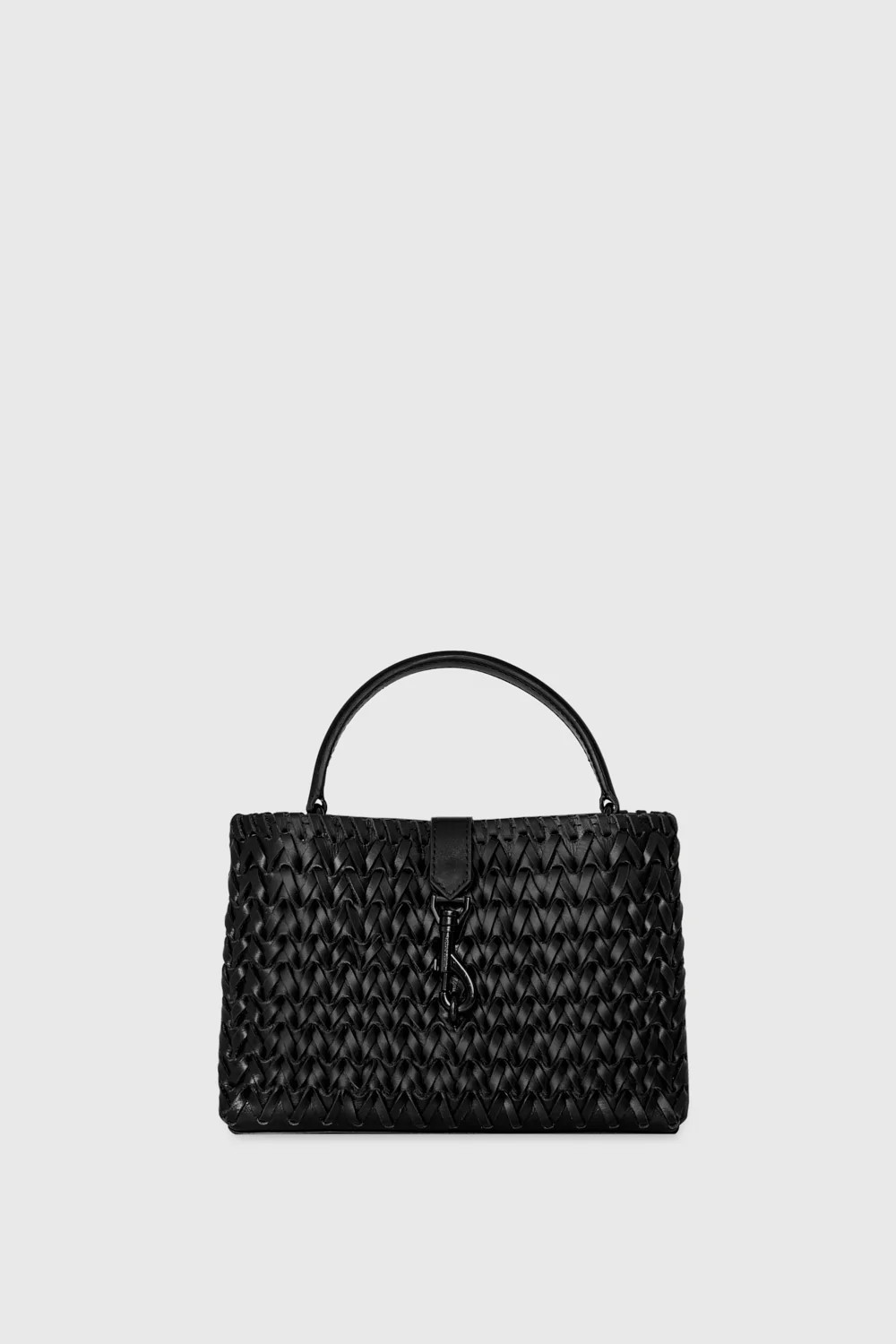 Rebecca Minkoff Megan Woven Top Handle Bag In Black | Rebecca Minkoff