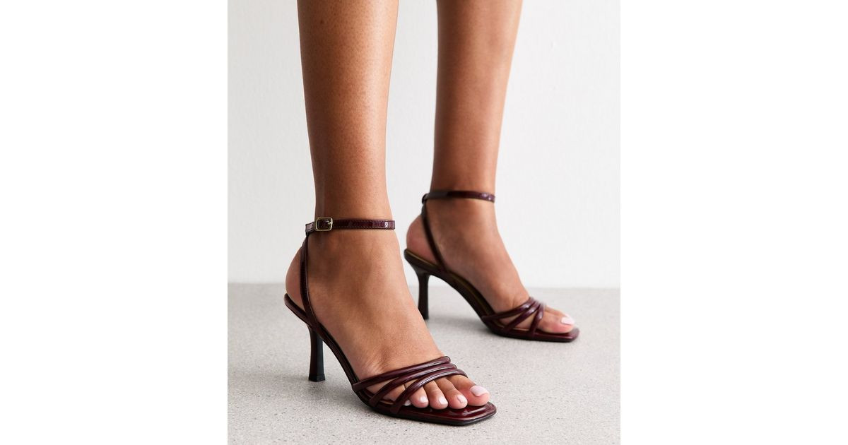 Dark Burgundy Strappy Stiletto Heel Sandals | New Look | New Look (UK)