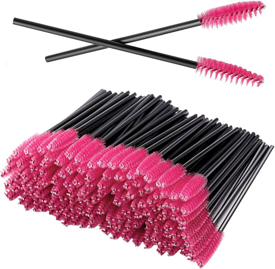 100PCS Disposable Eyelash Mascara Brushes for Eye Lashes Extension Eyebrow and Makeup(Rose) | Amazon (US)