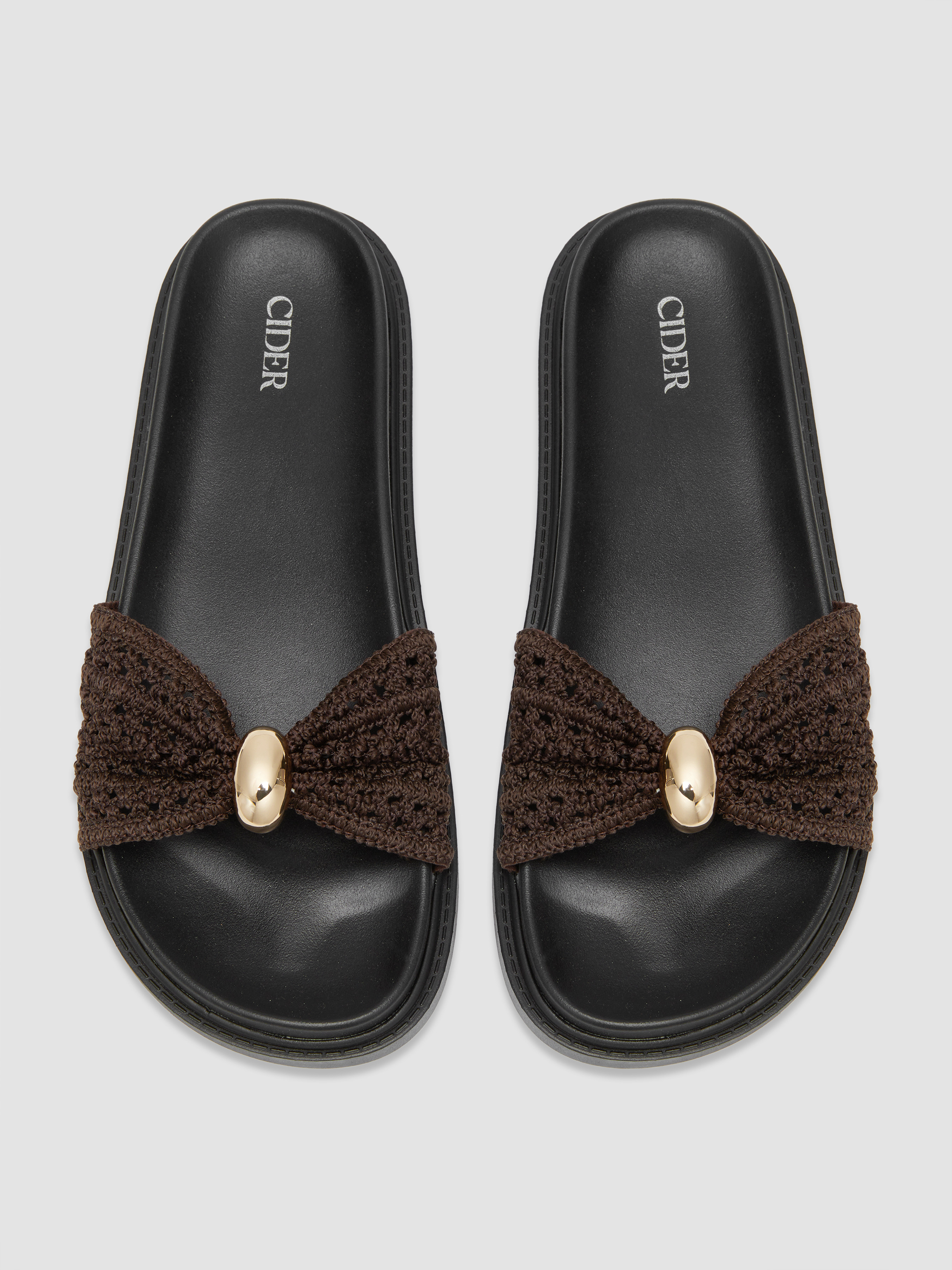 METAL DECOR WOVEN SLIPPERS For Daily Casual Vacation | Cider