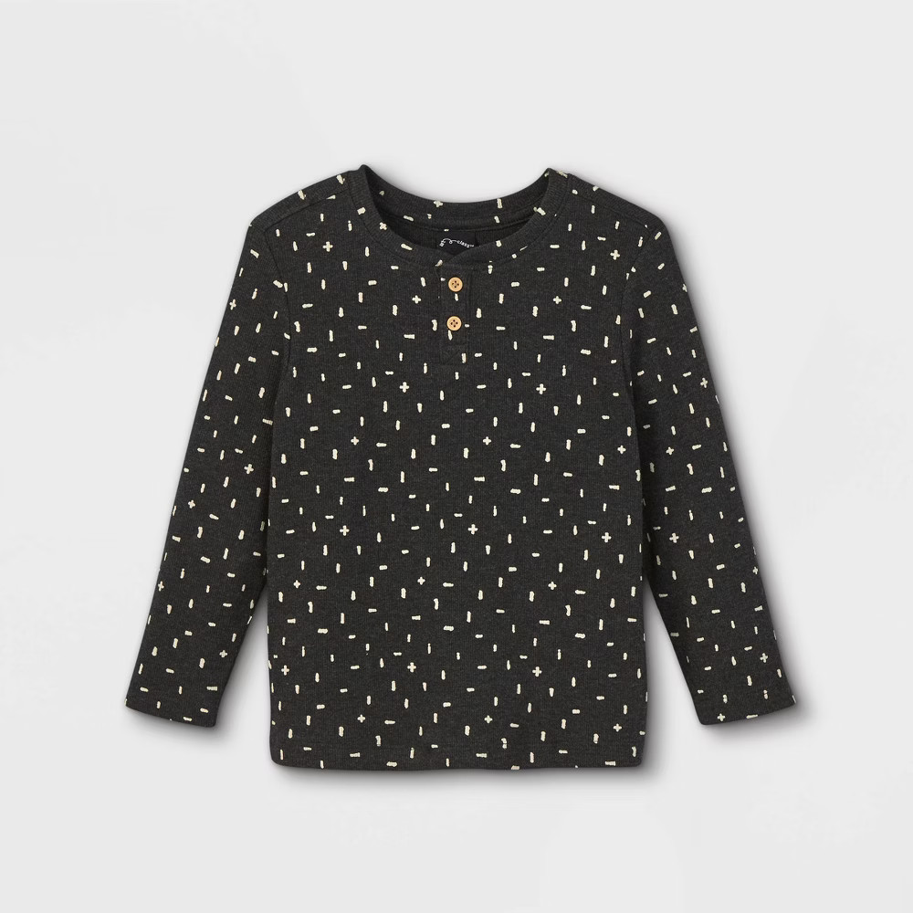 Toddler Boys' Ribbed Printed Long Sleeve Henley Shirt - art class™ | Target