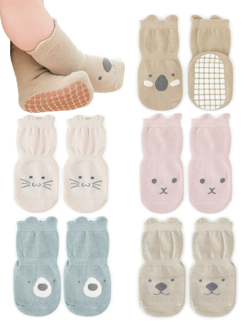 Deago 5 Pairs Baby Non Slip Grip Ankle Socks with Non Skid Soles for Infants Toddlers Kids Boys G... | Walmart (US)