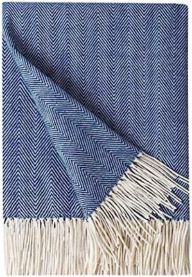 BOURINA Decorative Herringbone Faux Cashmere Fringe Throw Blanket Lightweight Soft Cozy for Bed o... | Amazon (US)