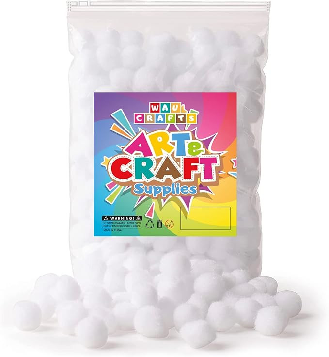300 pcs 1 inch - White Pom Poms Balls in Reusable Zipper Bag - Pompoms for Arts and DIY Project | Amazon (US)