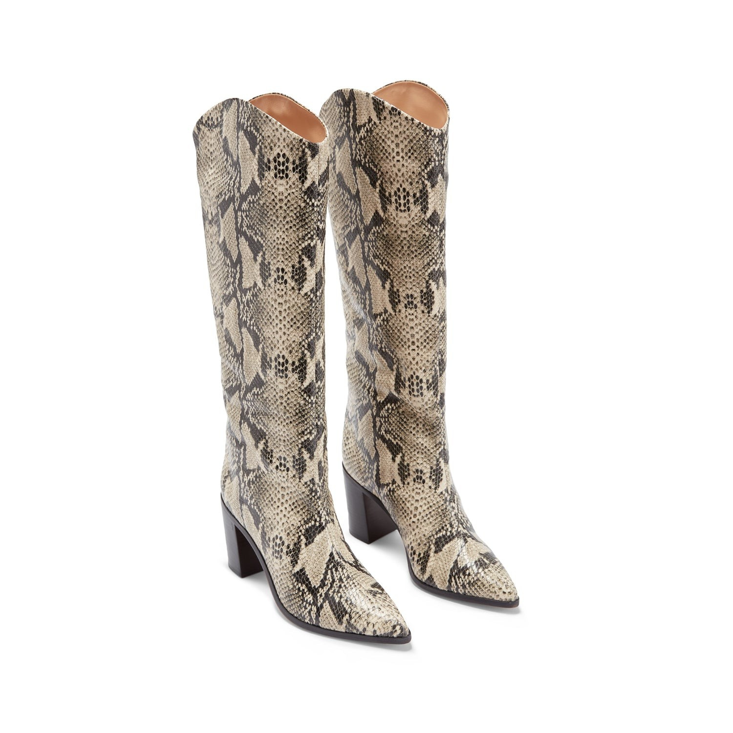 Analeah Pointed Toe Block Heel Boot in Snake Print | Schutz Shoes | Schutz Shoes (US)