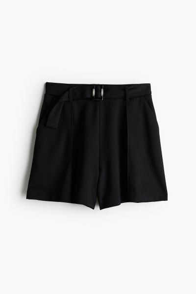 Belted Pull-on Shorts - High waist - Short - Black - Ladies | H&M US | H&M (US + CA)