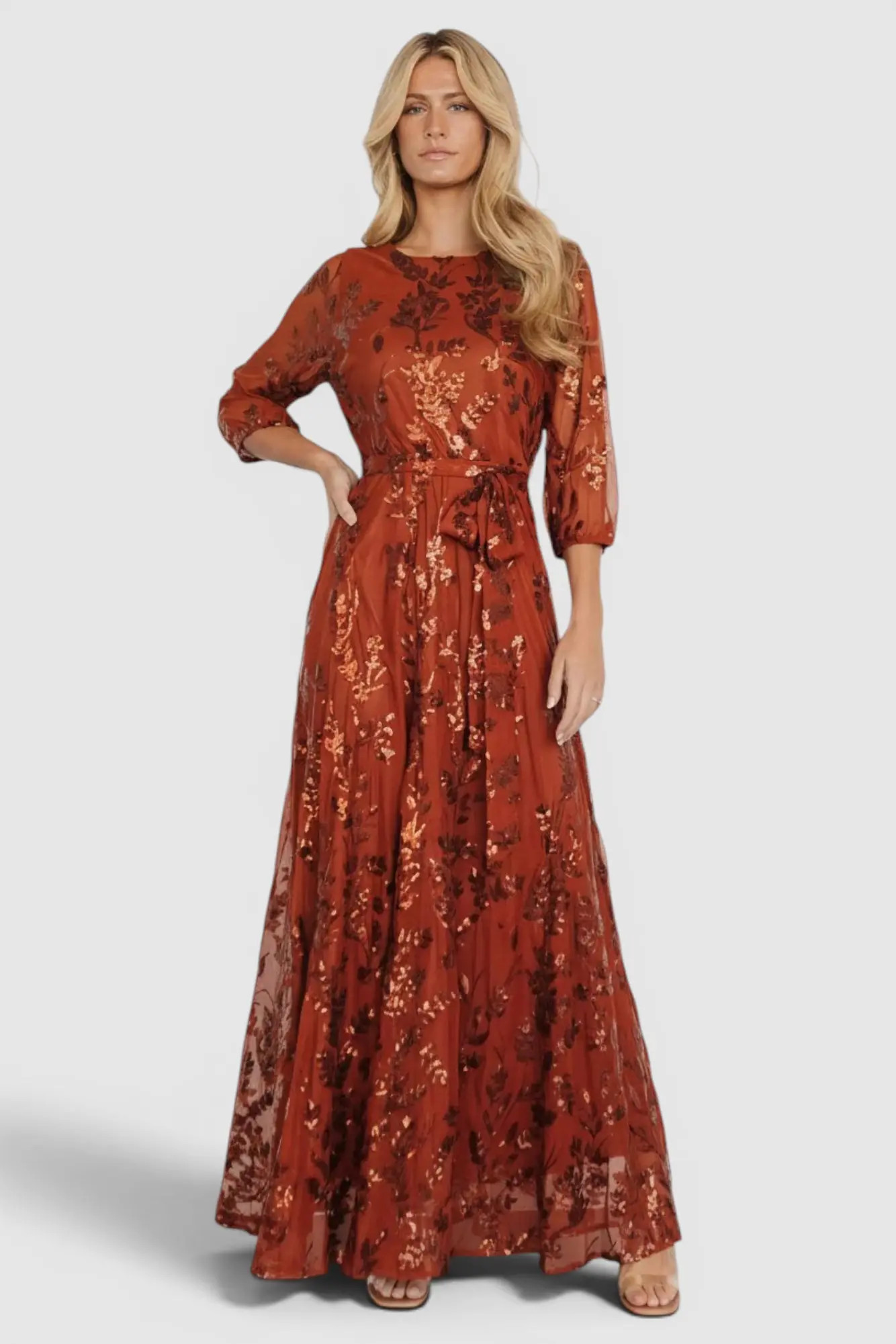 Baltic Børn Destiny Sequin Maxi Dress in Cinnamon at Nordstrom, Size 3X | Nordstrom