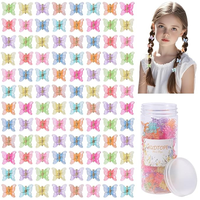 AUDTOPE Cute Mini Butterfly Hair Clips for Women,100Pcs Tiny Hair Clips for Thin Fine Hair Mixed ... | Amazon (US)