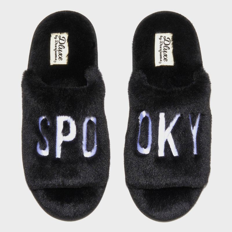 Women's dluxe by dearfoams Halloween Spooky Slippers - Black | Target