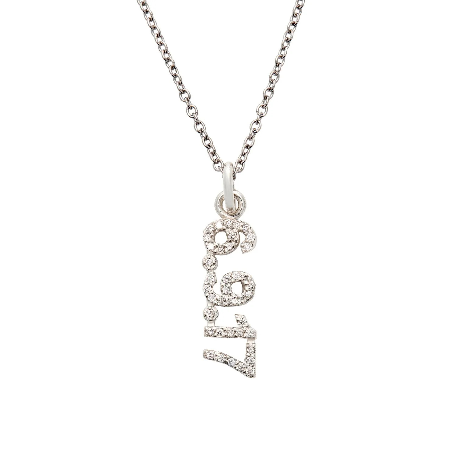 Sterling Silver Pavé Date Necklace | Tiny Tags (US)