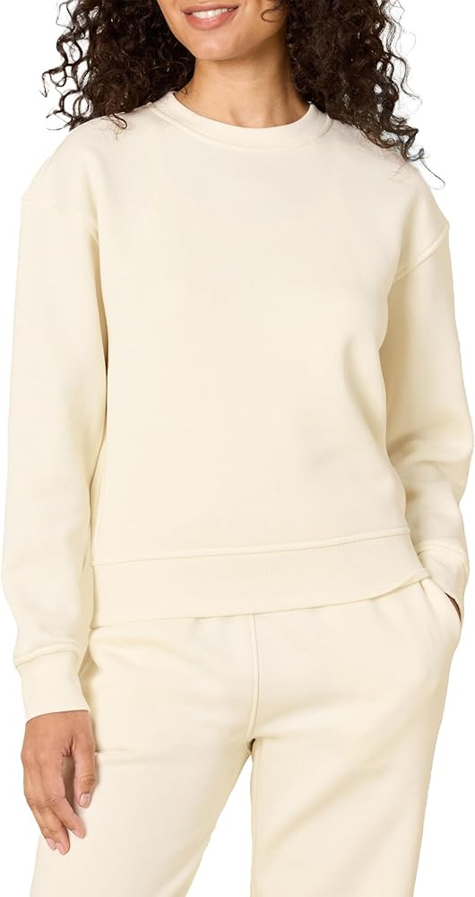 Amazon.com: Amazon Essentials x Sofia Grainge Women's Boxy Drop Shoulder Crewneck Sweatshirt, Ivo... | Amazon (US)