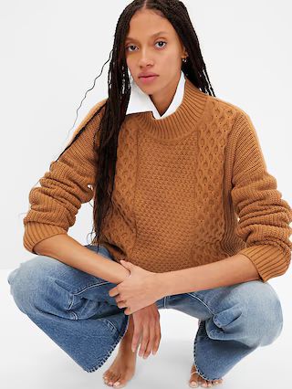 Cable-Knit Mockneck Sweater | Gap Factory