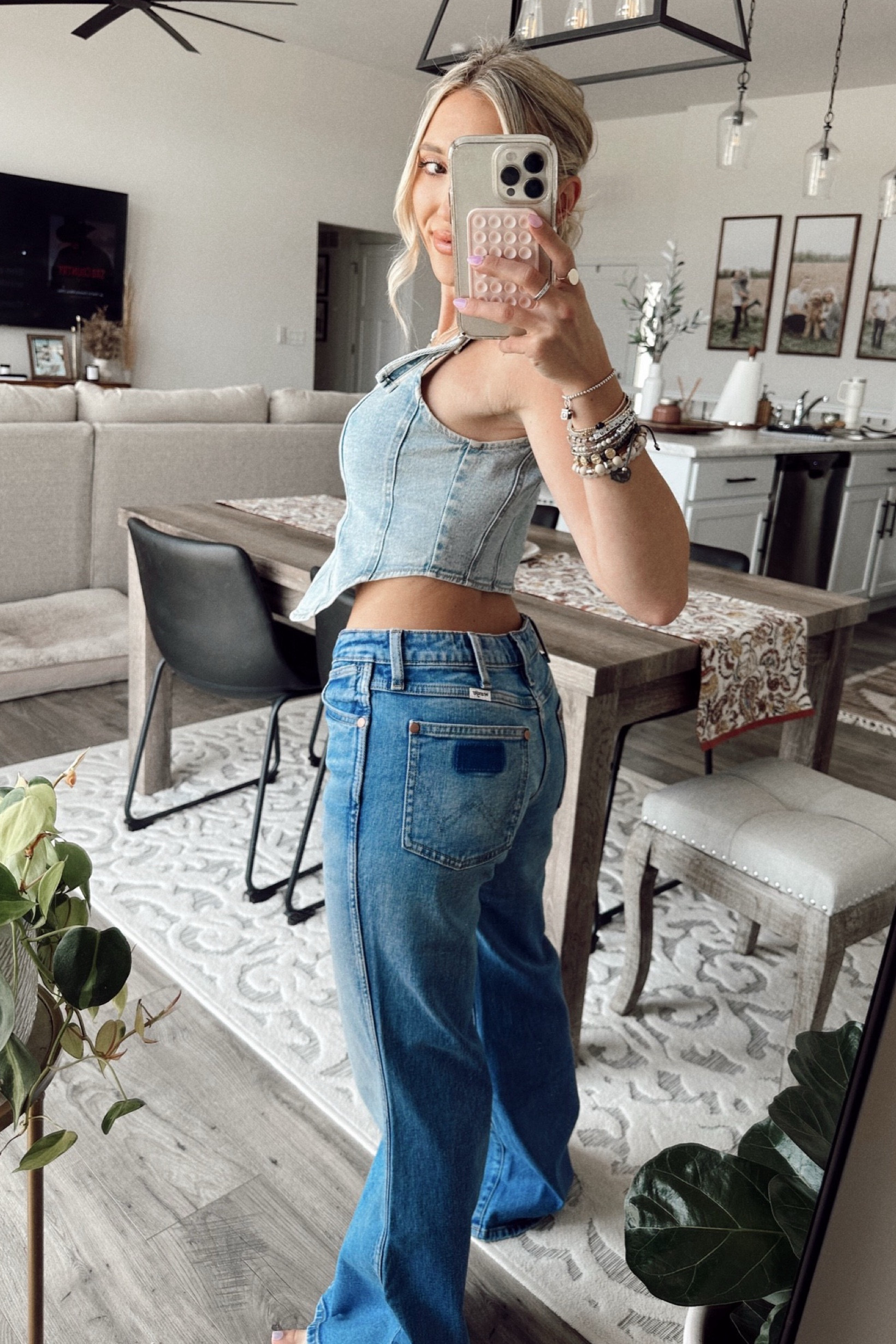 Low rise Wrangler jeans got a size 25 definitely could have sized down to a 24. They have a little bit of wiggle room, but I’m just going to use my adjustable buttons! 

#LTKFindsUnder100 #LTKStyleTip #LTKWorkwear