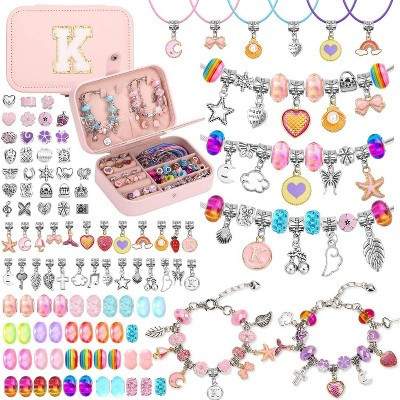 Charm Bracelet Making Kit with 140 Count Beads and Portable Bracelet Box, DIY Jewelry Craft Gift K one size | Target
