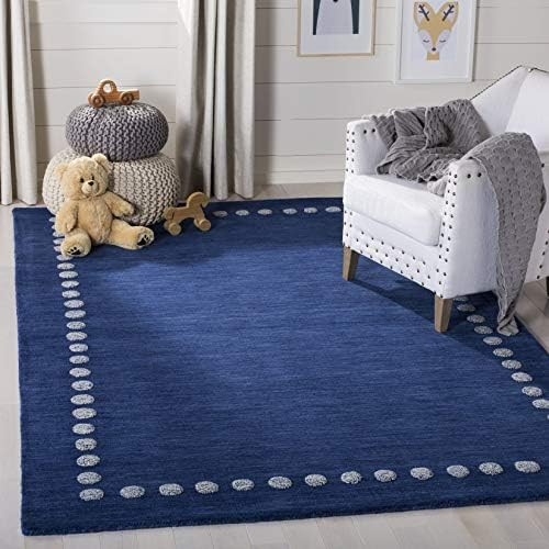 SAFAVIEH Kids Collection 8' x 10' Navy SFK802N Handmade Polka Dot Border Wool Area Rug | Amazon (US)