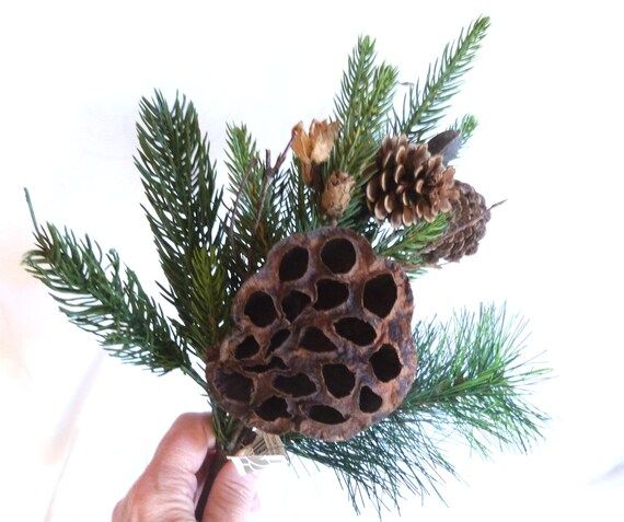 Real Pine cone pod and artificial green pine spray pick | Etsy | Etsy (US)