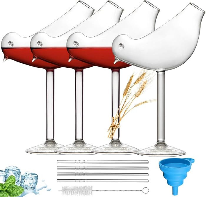 Cocktail Glass Bird Shaped Martini Glasses, Clear Wine Goblets, Set of 4, 5 Ounce, Perfect for Pa... | Amazon (US)