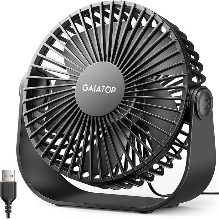 Gaiatop USB Desk Fan, 3 Speeds Strong Airflow, 5.5 Inch Portable 90° Rotate Quiet Cooling, Small... | Amazon (US)