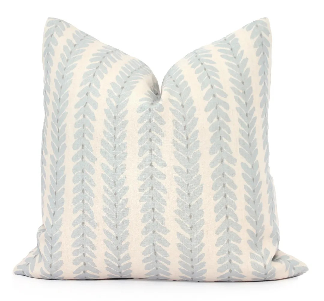 Schumacher Veere Grenney Blue Woodperry Linen Pillow Cover - Etsy | Etsy (US)