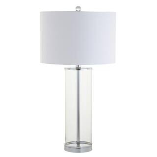 Harper 29 in. Clear/Chrome Glass Table Lamp | The Home Depot