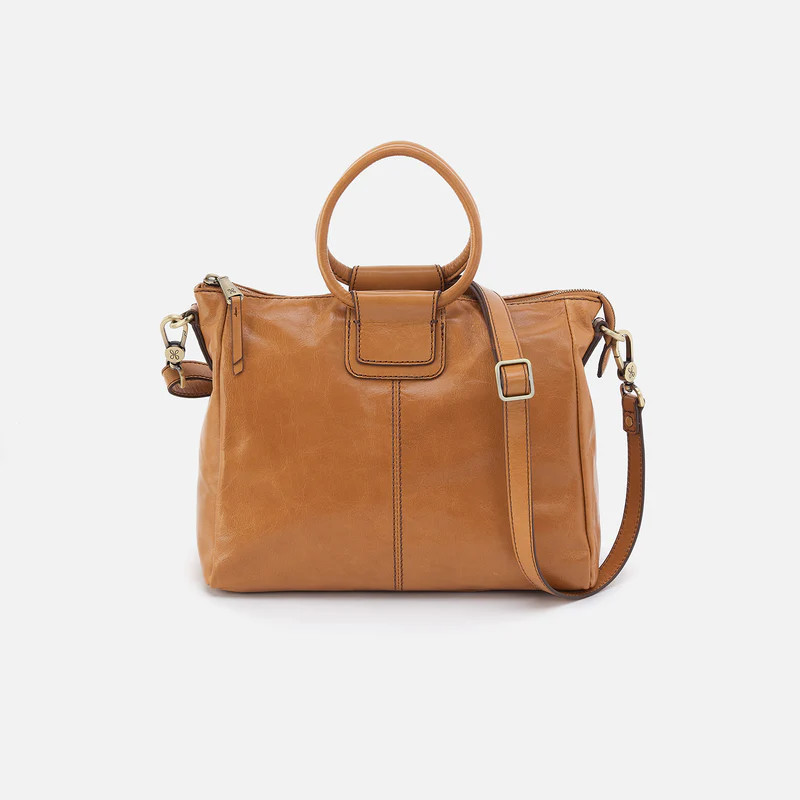 Sheila Medium Satchel In Polished Leather - Natural | HOBO Bags