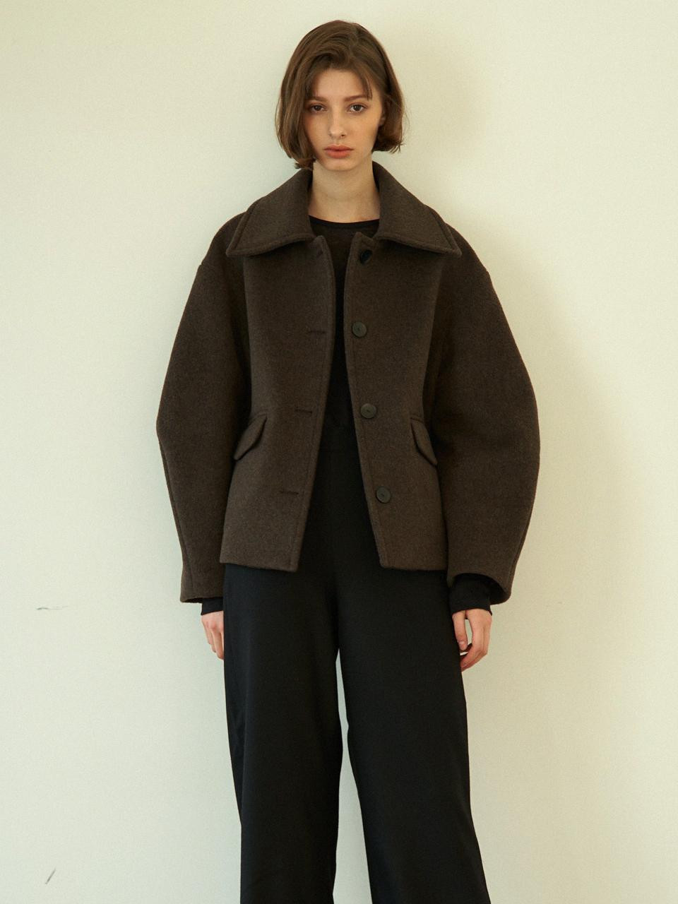 Balloon Sleeve Wool Blend Half Coat | W Concept (US)