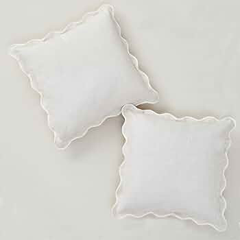 Scalloped Throw Pillow Covers Set of 2 for Living Room, Cotton & Linen, Boho Sytle Decorative Hom... | Amazon (US)