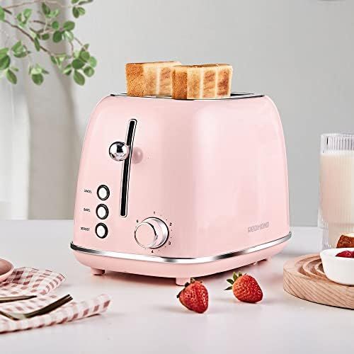 REDMOND 2 Slice Toaster Retro Stainless Steel Toaster with Bagel, Cancel, Defrost Function and 6 Bre | Amazon (US)