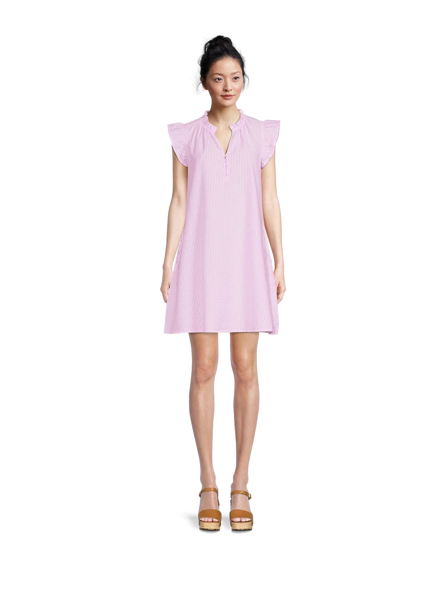 Time and TruTime and Tru Women's Ruffle Collar Dress with Flutter Sleeves, Sizes XS-XXXLUSD$17.98... | Walmart (US)