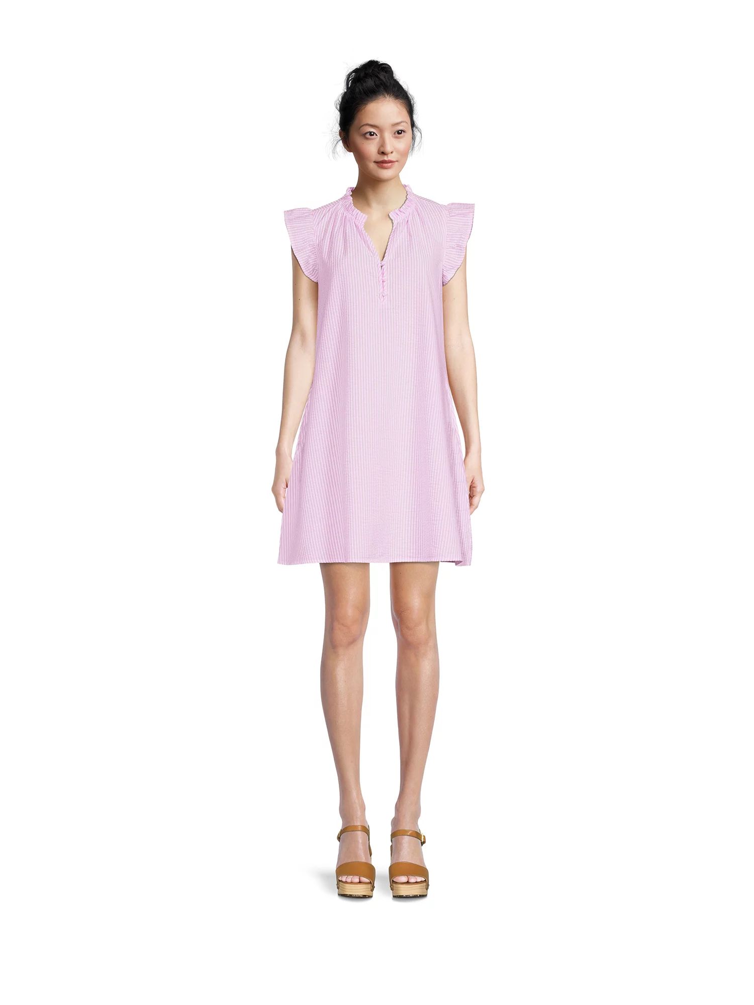 Time and TruTime and Tru Women's Ruffle Collar Dress with Flutter Sleeves, Sizes XS-XXXLUSD$17.98... | Walmart (US)